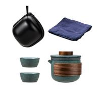 Service à Thé Portable en Céramique, Pot Kung Fu, 1 Théière 2 Tasses | Coffret Élégant et Chic, pour Maison et Réunions Privées, Tissu et Bois, Design Unique