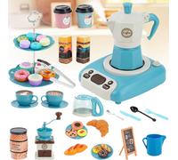 Service À Thé Portatif Pour Enfants,Cafetière 41 Pièces Et Desserts Pour De 3,4,5,6,7,8,9 Ans,Cuisine Pour Enfants,Jeux De Rôle Pour Princesses,Filles Et Garçons