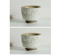 Service A Thé Pour Adultes 2 Pièce/ensemble 90ml Dessin Sculpté Argent Maître Tasse Vigne Fleur Haut Pied Bol À Thé Puer Artisanat Japonais Poudre Yin Blanc Services A Thé Portables