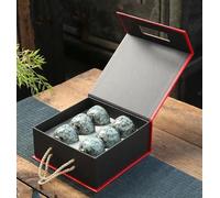 Service A Thé Pour Adultes Ensemble Tasses Thé Céramique 6 Pièces Transformation Four Service Kung Fu Tasse Glacée Tianmu Bol Chinois Coffret Cadeau Services A Thé Portables(C)