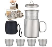Service à Thé pour Adultes,Service à Thé 4 Pièces avec Théière et Infuseur | Tasse Portable 50ml pour Voyage Randonnée Pique-nique Intérieur Extérieur Femmes Hommes Maison