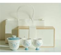 Service A Thé Pour Adultes Set Théière Et Tasse À Thé Services Cadeau Artisanal Orchidée Peinte La Main Complet De Cérémonie Du En Or Blanc Japonais Services A Thé Portables(A Gift Box Set)