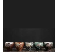 Service A Thé Pour Adultes Tasse en grès à cinq éléments, tasse thé Kung Fu céramique, Relief cuit au four, graines de Lotus, principale, tasses faciles offrir Services A Thé Portables(A)