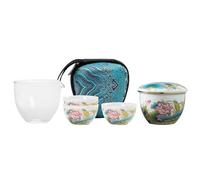 Service A Thé Pour Adultes Tasse Express Jade Mouton Style Chic Chinois Verre Céramique Extérieur Un Pot Trois Tasses Kungfu Service Thé Voyage Tenue Services A Thé Portables