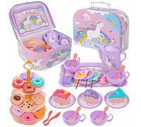 Service à Thé pour Enfants, 42 Pièces Jouets Dînette Enfant Accessoire, Jeux de Cuisine Faisant Semblant, Jeu de Rôle Princesse Licorne Tea Party Set Cadeau pour Filles 3 4 5 6 7 8 Ans