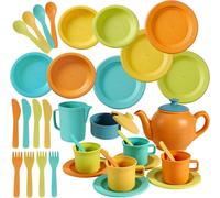 Service à Thé pour Enfants,Dînette Enfant Accessoire Jeux de Cuisine,Jouet de Cuisine Plastique Cadeaux pour Enfants Filles 3 4 5 Ans
