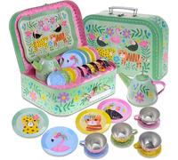 Service À Thé Pour Enfants, Dînette Et Son Coffret Jouet, 15 Pièces - Modèle Safari