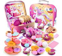 Service à Thé pour Enfants Jouets Dînette Accessoire Jeux de Cuisine Jouet de Cuisine Faisant Semblant pour Filles 3 4 5 6 7 8 Ans (Licorne)