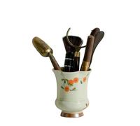 Service à thé Six Gentlemen avec motif de fleur de kaki peint à la main - Ustensiles de service à thé artisanaux