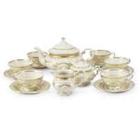 Service à thé Sonata, porcelaine tchèque, ivoire, impression or, 15 d., Leander