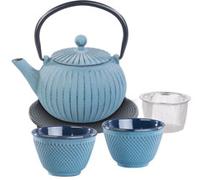 Rosenstein & Söhne Service à Thé Style Tetsubin pour 2 Personnes - Bleu