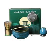 Service à thé - Support de fouet Chasen traditionnel | Kit de mélange complet de 5 pièces avec cuillère, filtre, support, kit de de cérémonie fait à la main pour une expérience