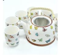 Service à Thé - Théière et ses 6 Tasses Papillons