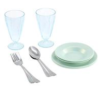 Service à vaisselle Little Tikes Sweet Spaces - Assiettes et tasses couleur vert d’eau avec accessoires de cuisine, activités de cuisine pour enfants de 3 ans et +