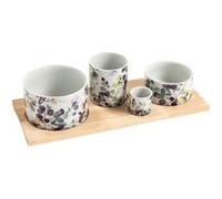 GARDEN Set apéritif 4 coupelles en porcelaine sur plateau en bois TABLE PASSION