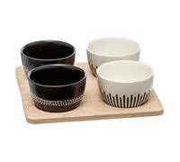 Service Apéritif 5 Pièces ""Ethnique"" 23cm Noir & Blanc