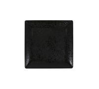 Service Assiettes DENA carrées de 12 Pièces plates en Porcelaine noir, plat de service pour entrées desserts et salades - Longueur 24 x largeur 24 x