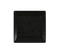 Service Assiettes DENA carrées de 24 Pièces plates en Porcelaine noir, plat de service pour entrées desserts et salades - Longueur 16 x largeur 16 x