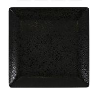 Service Assiettes DENA carrées de 24 Pièces plates en Porcelaine noir, plat de service pour entrées desserts et salades - Longueur 21 x largeur 21 x