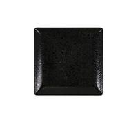 Service Assiettes DENA carrées de 24 Pièces plates en Porcelaine noir, plat de service pour entrées desserts et salades - Longueur 18 x largeur 18 x