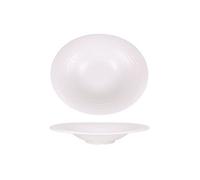 Service Assiettes DENA ovales de 6 Pièces creuses en Porcelaine blanche, plat de service pour soupe, entrées, desserts et salades - Dimension:29 x