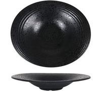Service Assiettes DENA ovales de 6 Pièces creuses en Porcelaine noir, plat de service pour soupe, entrées, desserts et salades -D : 29 x 24,5 x 5 cm Noir G