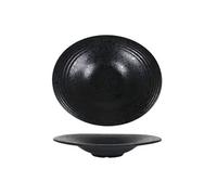 Service Assiettes DENA ovales de 6 Pièces creuses en Porcelaine noir, plat de service pour soupe, entrées, desserts et salades -D : 29 x 24,5 x 5 cm