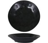 Service Assiettes DENA rondes de 12 Pièces creuses en Porcelaine noir, plat de service pour soupe, entrées, desserts et salades - diamètre 23 x