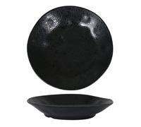 Service Assiettes DENA rondes de 12 Pièces creuses en Porcelaine noir, plat de service pour soupe, entrées, desserts et salades - diamètre 23 x