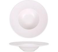Service Assiettes DENA rondes de 6 Pièces creuses en Porcelaine blanche, plat de service pour soupe, entrées, desserts et salades - diamètre 28,5 x hauteur 6 cm