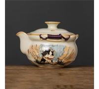 Service Avec Poignée Théière Thé Cérémonie Ensemble Cravate Guan Yin Jasmin Type Ru Yao Mignon Chat Porcelaine Bouilloire Jaune Services A Thé Portables