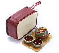 Service Avec Une Théière Quatre Tasses Ensemble Thé Service Chinois Four En Céramique Kung Sac Transport Domestique Services A Thé Portables(A)