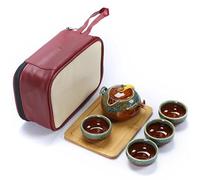 Service Avec Une Théière Quatre Tasses Ensemble Thé Service Chinois Four En Céramique Kung Sac Transport Domestique Services A Thé Portables(C)
