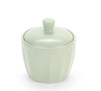 Service combiné de 18 pièces en grès pour 6 personnes - Rose pastel - Pour le printemps, l'été, Pâques (vert pastel, sucrier 210 ml)