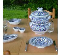 Service couscoussier assiettes Tebsis Bakir bleu - 6 pers