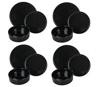 Service d'assiettes 12 pièces en grès, 4 places de table, Gourmet Black