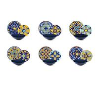 Service d'assiettes 18 pièces, Excelsa Sofia, porcelaine et grès, décor multicolore, pour 6 personnes