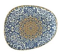 Service d'assiettes ovales de 12 pièces plates et empilables TIFFANY, plat à desserts ou entrées en porcelaine bleu - Dimension: 19 x 15 cm Bleu