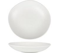 Service d'assiettes ovales de 6 pièces creuses et empilables 620g VIO, plat à soupe, pâtes et salades en porcelaine blanche - Dimension: 26 x 24 cm
