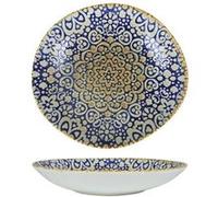 Service d'assiettes ovales de 6 pièces creuses et empilables TIFFANY, 620g plat à soupe, pâtes et salades en porcelaine bleu - Dimension: 26 x 24 cm