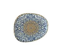 Service d'assiettes ovales de 6 pièces plates et empilables TIFFANY, plat à desserts et entrées en porcelaine bleu - Dimension: 33 x 27 cm Bleu
