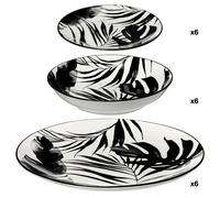 Service D'assiettes "Palme" - Noir - 18 Pièces
