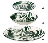 Service D'assiettes "Palme" - Vert - 18 Pièces