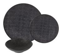 Service d'assiettes Vésuvio noir 18 pièces - Table Passion - Noir - Grès Noir G