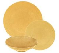 Service d'assiettes Vésuvio safran 12 pièces - Table Passion - Jaune - Grès Jaune G