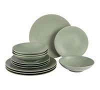 Service d'assiettes Vésuvio Vert Sauge 12 pièces - Table Passion - Vert - Grès Vert G