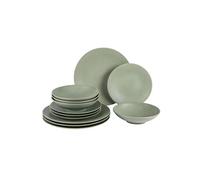 Table Passion Service d'assiettes Vésuvio en grès Vert Sauge 12 pièces