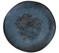 Service de 12 assiettes plates YAKI rondes à dessert en porcelaine décorée - diamètre 20 x hauteur 2 cm