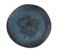 Service de 12 assiettes plates YAKI rondes à dessert en porcelaine décorée - diamètre 20 x hauteur 2 cm