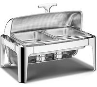 Service de Buffet et Chauffe-Plats - Ustensiles de Cuisine - Nouveau Double Pot Chaud en Acier Inoxydable, Plateau Chauffant pour buffets et réceptions, Pot pour banquets et événements, couv